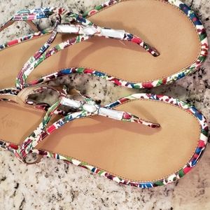 Floral Jeweled Flat Sandals